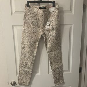 Express Cream and Brown Snakeskin Pants